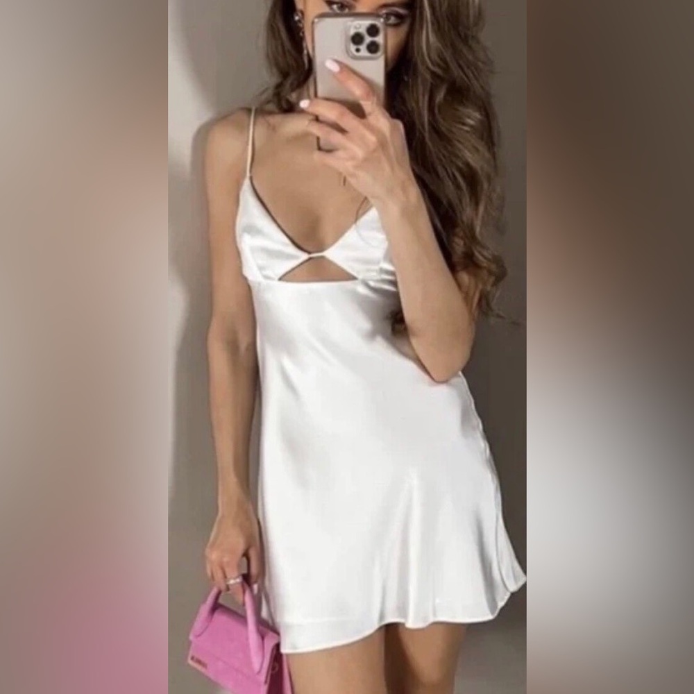 Zara open back satin effect dress